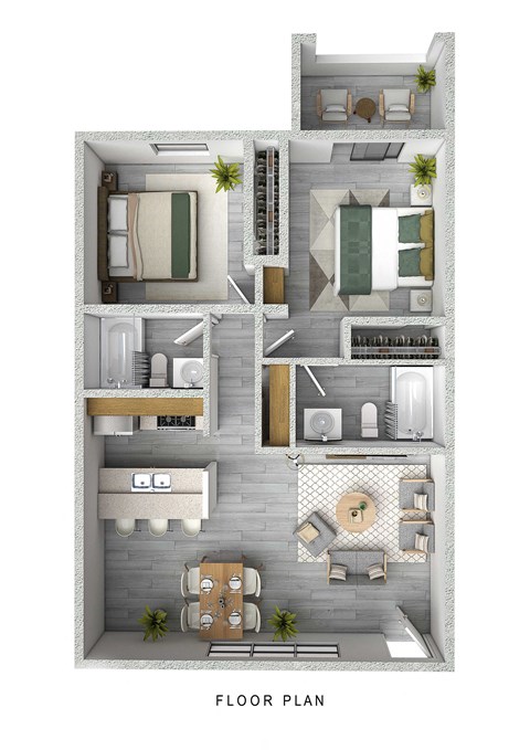 Two Bedroom Floorplan Master at University Park